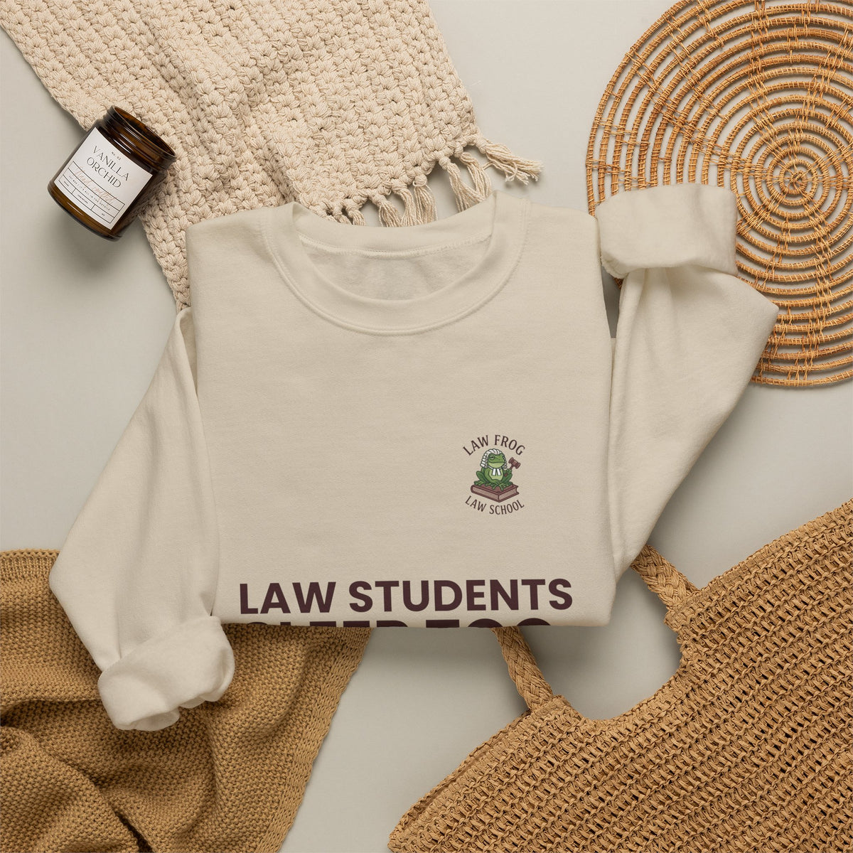 Law Students Sleep Too Crewneck Sweatshirt | Law Frog RN Esq.