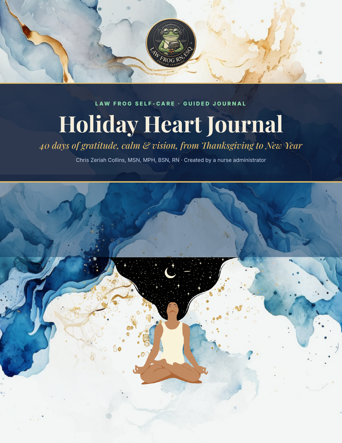 Holiday Heart Journal cover: Law Frog Self-Care guided journal